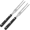 Patelai 2 Pieces Carving Meat Fork Stainless Steel Serving Fork with Plastic Handle 10.6 Inch Long Kitchen Tableware for Barbecue Turkey Dinner Cooking