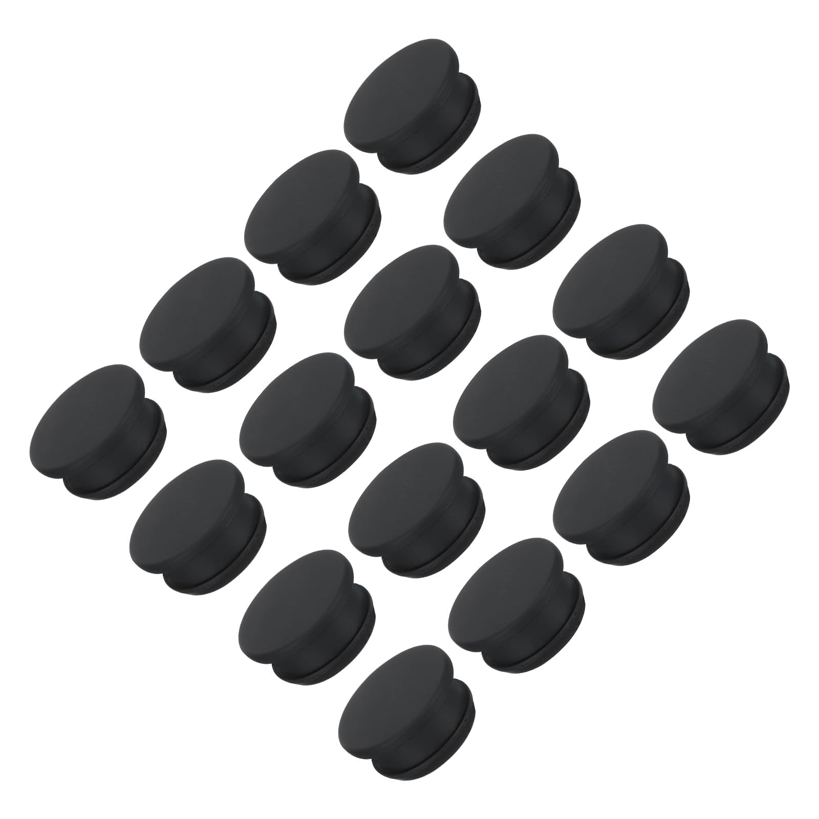 TOP-VIGOR 16Pcs Silicone Snap in Locking Hole Plugs, 24mm Diameter Hole Stoppers, Rubber Panel Seal Cover Flush Type Panel Round for Kitchen Rubber Bulkheads Waterproof Sealing Plugs, Black
