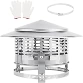 KOMCLUB 8 Inch Silver Stainless Steel Cone Top Round Chimney Cover Cap | Cone Top Chimney Cap, Adjustable Exterior Outside Roof Stove Pipe Vent Cover, Fireplace Screen Cover Exterior Stove