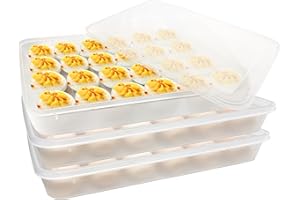 Jgalnim 3Pack Egg Trays,Deviled Egg Containers with Lid,Egg Container Carrier,Refrigerator Portable Egg Trays for 72 Eggs Storge Holder Easter Day Thanksgiving Party Home Kitchen Supplies