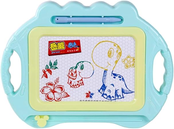 Amazon Toymytoy お絵描きボード 落書きボード お絵描き練習ボード 知育玩具シリーズ おもちゃ カラフル 磁石 マグネットスタンプ付属 ペン付き シアン お絵かき おもちゃ