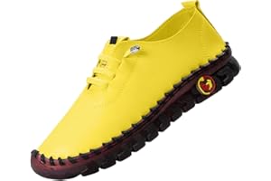 Womens Comfy Breathable Sneakers Flat Bottom Leather Slip-on Loafers Handmade Soft Shoes Sandals