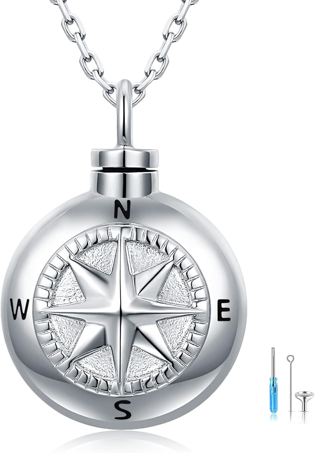 925SterlingSilver Compass Urn Necklaces for Ashes