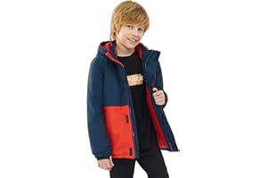 PAMLULU Boys Winter Coats Waterproof Breathable Snowboarding Ski Jackets Fleece Lined Hooded Rain Coat for Kids