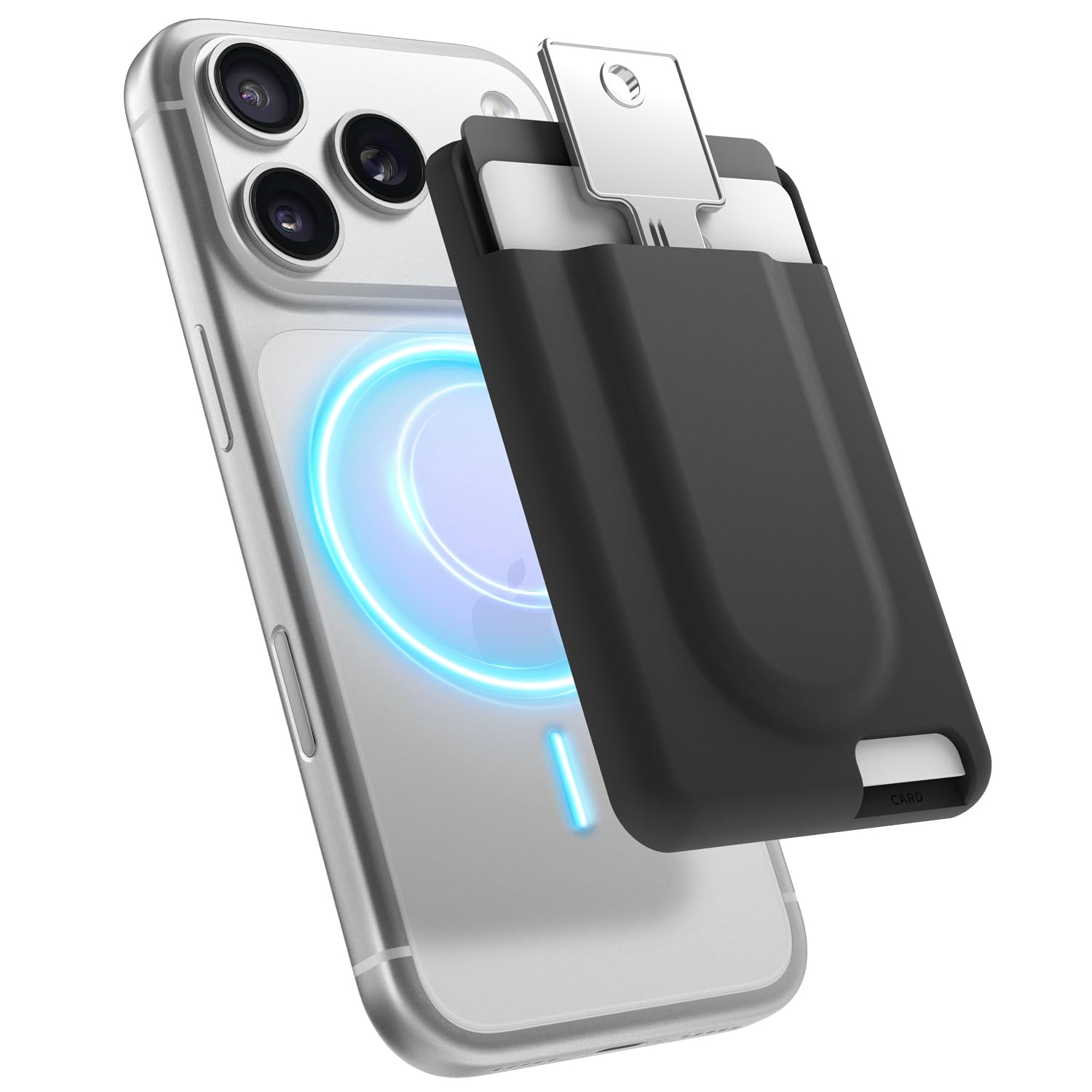 elago Key Magnetic Wallet Card Holder 2-Cards Compatible with MagSafe Compatible with iPhone 17/16/15/14/13/12 Series - Key Holder, Secure Phone Wallet, Long Last Silicone, Scratch Protection (Black)