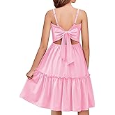 Arshiner Girls Tie Back Dress Spaghetti Strap Ruffle Hem Casual Summer Beach Sundress with Pockets