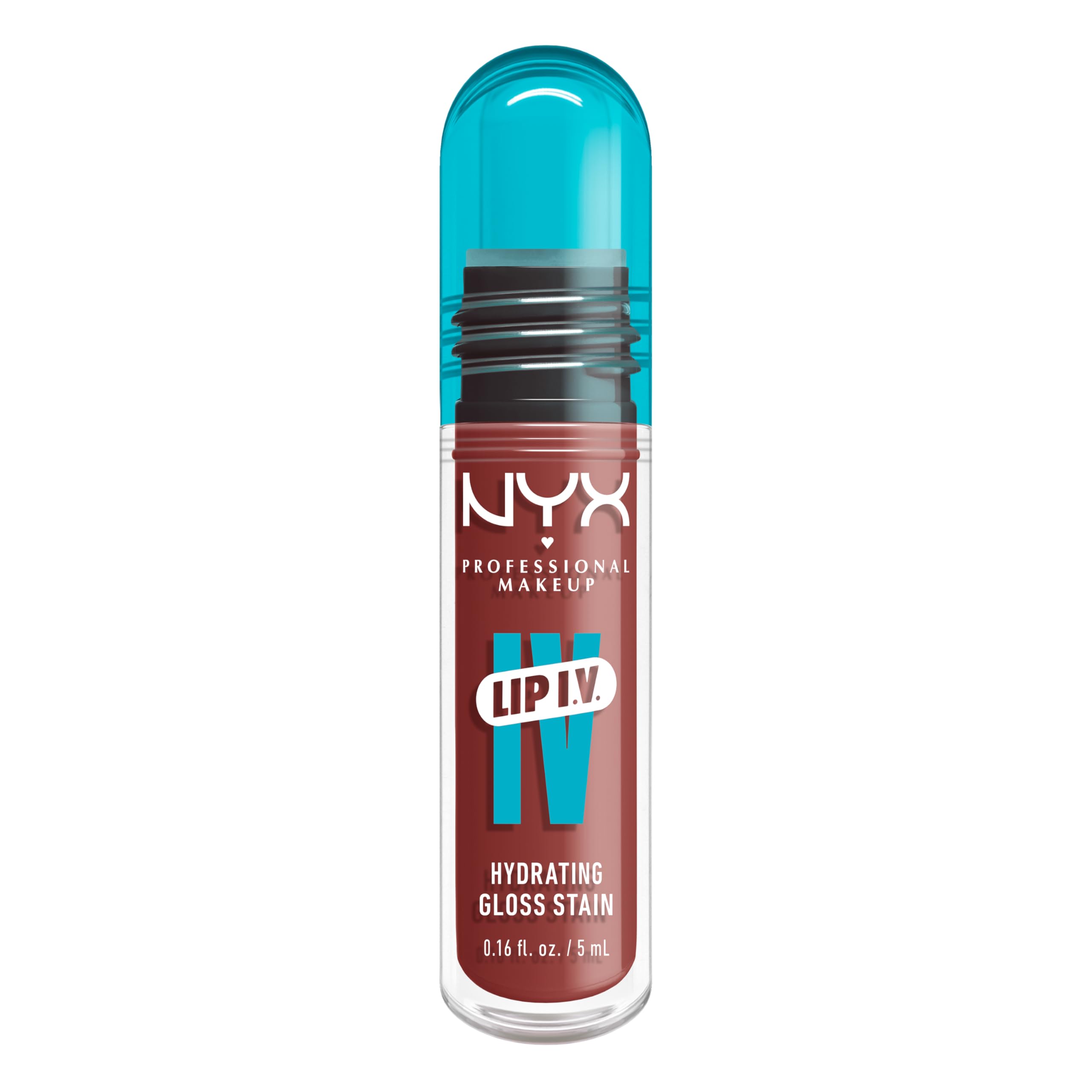 NYX Professional Makeup Lip Gloss and Lip Stain, Lip IV Hydrating Gloss Stain, Up to 12 Hour Hydration, High Pigment, Wet Shine Finish, Shade: Hydra-Honey
