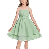 Girls Spaghetti Strap Smocked Dress Tween Sundress Tiered Flowy Cute Dresses for Girls Princess Hawaiian 8-12Years