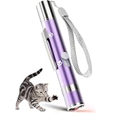 OUMSIS Cat Toys, Rechargeable, Interactive USB Chase Toy for Cats &amp; Kittens | 3 Light Modes &amp; 5 Fun Patterns, Purple Metal Casing with Paw Print, Automatic Training &amp; Exercise Toys for Indoor Dog, Pet