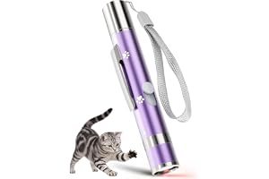 OUMSIS Cat Toys, Rechargeable, Interactive USB Chase Toy for Cats & Kittens | 3 Light Modes & 5 Fun Patterns, Purple Metal Casing with Paw Print, Automatic Training & Exercise Toys for Indoor Dog, Pet