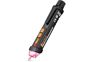 Neoteck 12-1000V AC Non-Contact Voltage Tester Detector with Led Flashlight Buzzer Alarm Live/Null Wire Judgment- Black