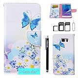 Note 5 Case, Galaxy Note 5 Wallet Case, U-Gem star Galaxy Note 5 PU Leather Wallet Stand Magnetic Cover Case for Samsung Galaxy Note 5,with SIM Card Adapter Kit+Screen Protector (Chrysanthemum)