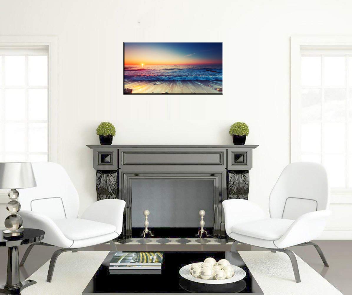 Canvas Art Wall Decor Beach Sunset Painting Print -Long Canvas Artwork Painting Print on Canvas Framed for Living Room Home Decor 20\