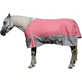 LEAFOREST 1200D Horse Turnout Blanket Waterproof 200g Fill Winter Cold Wet | Waterproof Breathable Ripstop Snow Proof Medium Weight Equine Care Sheets in The Pasture Paddock Pink Grey 75IN