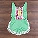 Newborn Baby Girls Ethnic Style Sleeveless Tassels Backless Floral Romper (12-18months, Green)