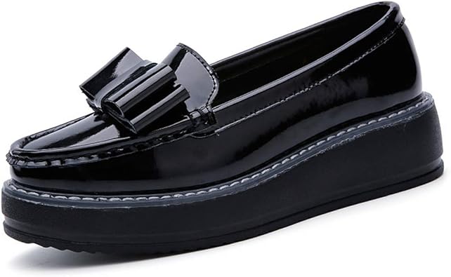 black patent leather platform shoes