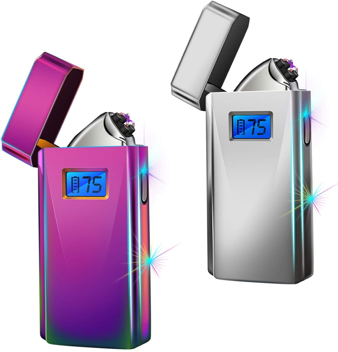 Dual Arc Plasma Lighter LED Display Windproof Flameless