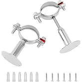 QWORK Adjustable 2" OD Pipe Wall &amp; Ceiling Mount Support &ndash; Stainless Bracket Clamp for Rods, Tubes &amp; Display Pipes