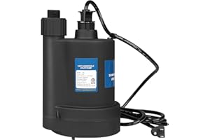 FLOWPAC Sump Pump Submersible Pump 1/4 HP Sump Pump 1800 GPH Submersible Utility Pump-Black