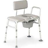 Medline Padded Combination Transfer Bench and Commode, 400 lb. Capacity - Essential Bathroom Aid for Elderly and Disabled