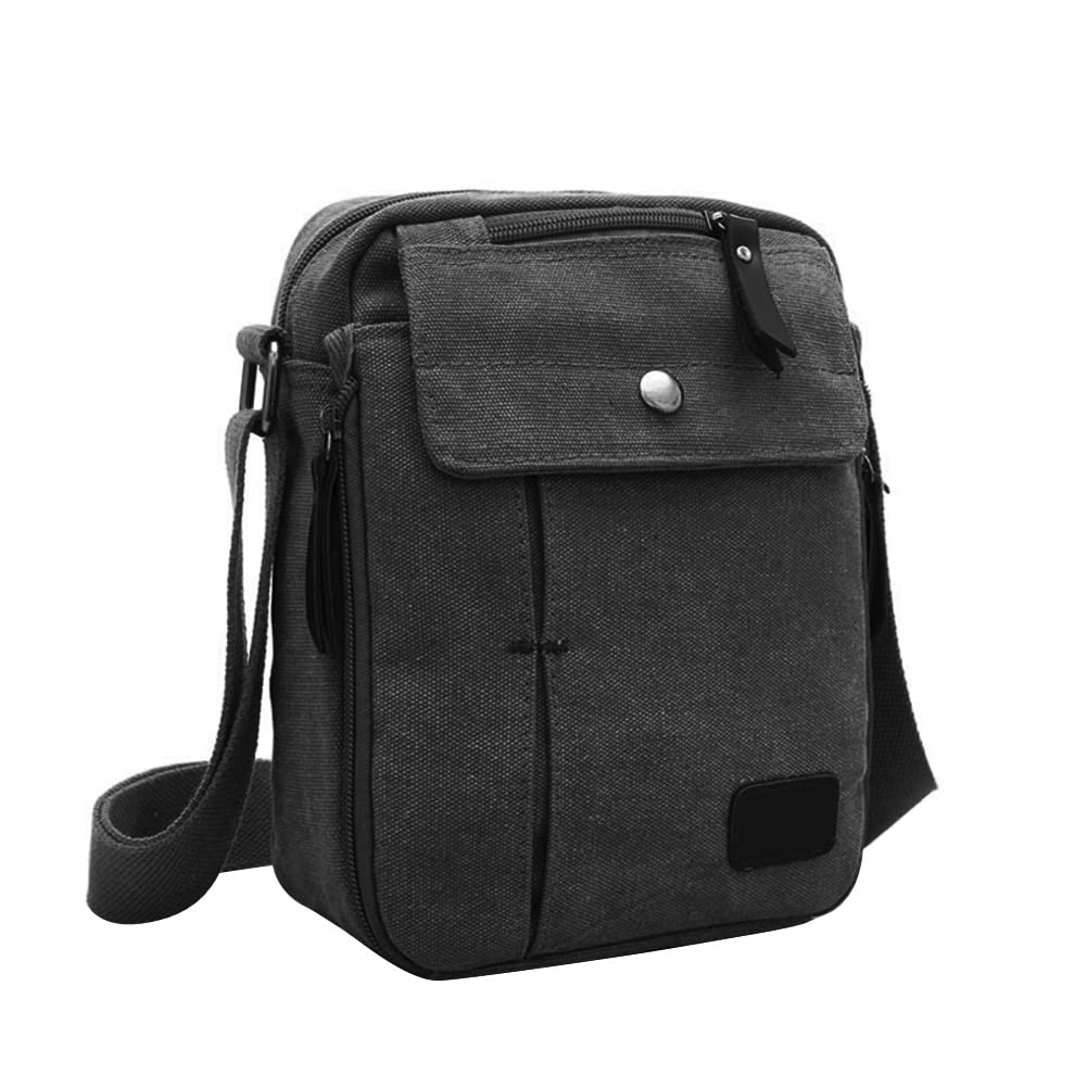 ITODA Men Shoulder Bag Canvas Messenger Bag Portable Rucksack Sling Bags Travel Satchel Outdoor Crossbody Bags for Camping Hiking Fishing Cycling