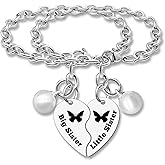 DlaeKua Sister Gift from Brothers Matching Bracelet for Big Sister Chain Bracelet for 2 Birthday Gift for Big Sis lil Sis Soul Sisters Friends Friendship Gifts Graduation Gift Sisters in Law