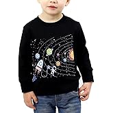 Toddler Boy Long Sleeve Shirts Kids Pullover Top Planet Dinosaur Tractor Cotton Graphic T-Shirt