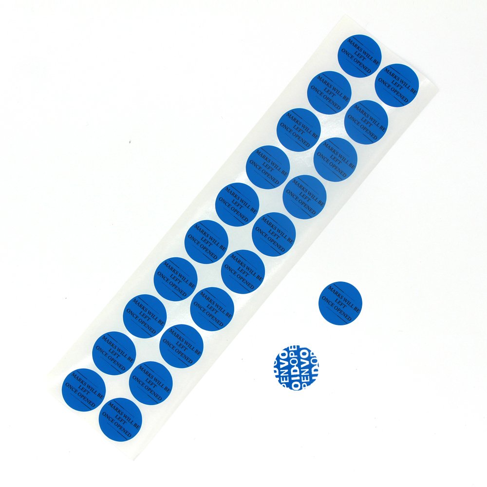 200pcs Tamper Evident Security Tape Stickers Resistant Safety Prevent Opened Warranty Void Labels Seals(Diameter 2.5cm Mark in The Item Blue)