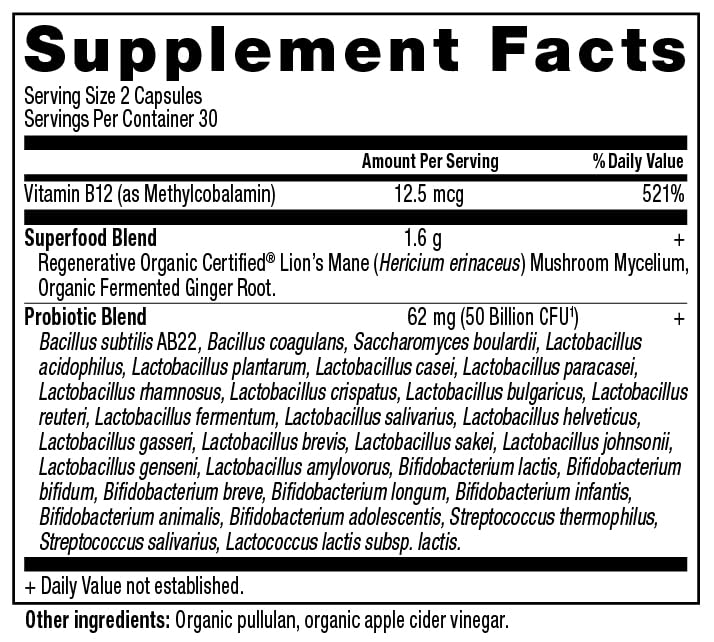 Ancient Nutrition Regenerative Organic Certified Probiotics, Extra Strength Probiotics, for Healthy Digestion and Immune System Function Support, 50 Billion CFUs* Per Serving, 60 Count