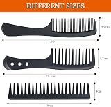 URAQT Hairdressing Combs Set 3 Pack Wide Tooth Carbon Anti Static Heat Resistant view 2