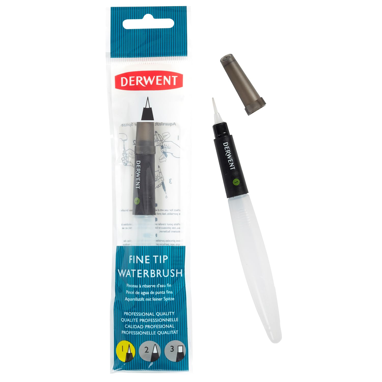 Derwent Waterbrush for Watercolour Painting, Fine Tip, Professional Quality, 2300123