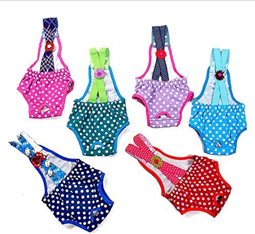 Fashion Shop 2pcsx Colorful/Comfortable/Cosy Pet Dog Cotton Tighten Strap Sanitary Physiological Pants Pet Underwear Diapers,Random Color (#6 waist28-30cm)