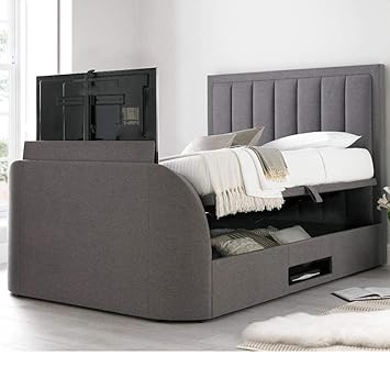 Tv Ottoman Bed Happy Beds Ventura Grey Storage Fabric Modern Bed