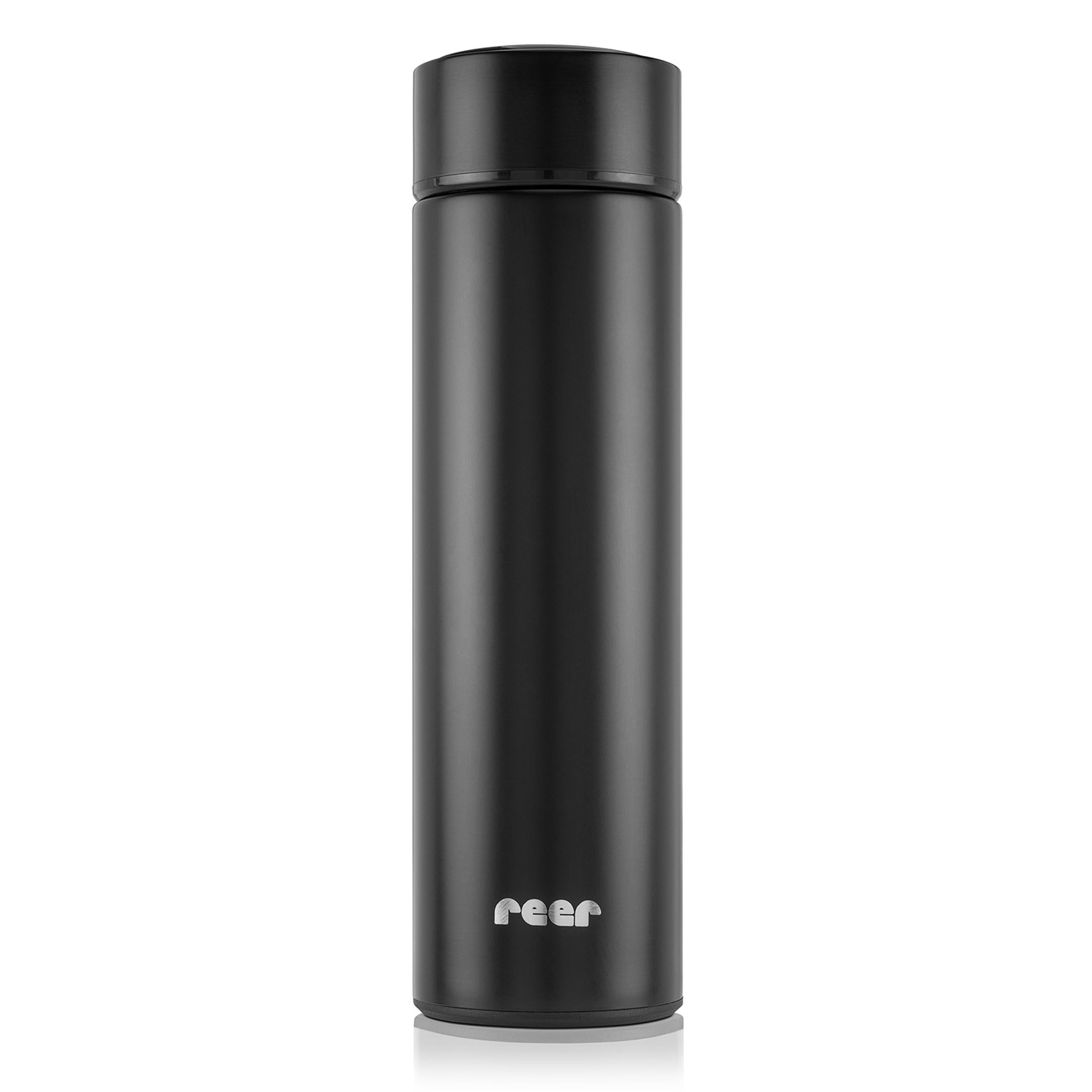 reer ColourDesign Stainless Steel Insulated Flask, 450 ml, Thermal Flask, Ideal for Children, Small and Handy, Black