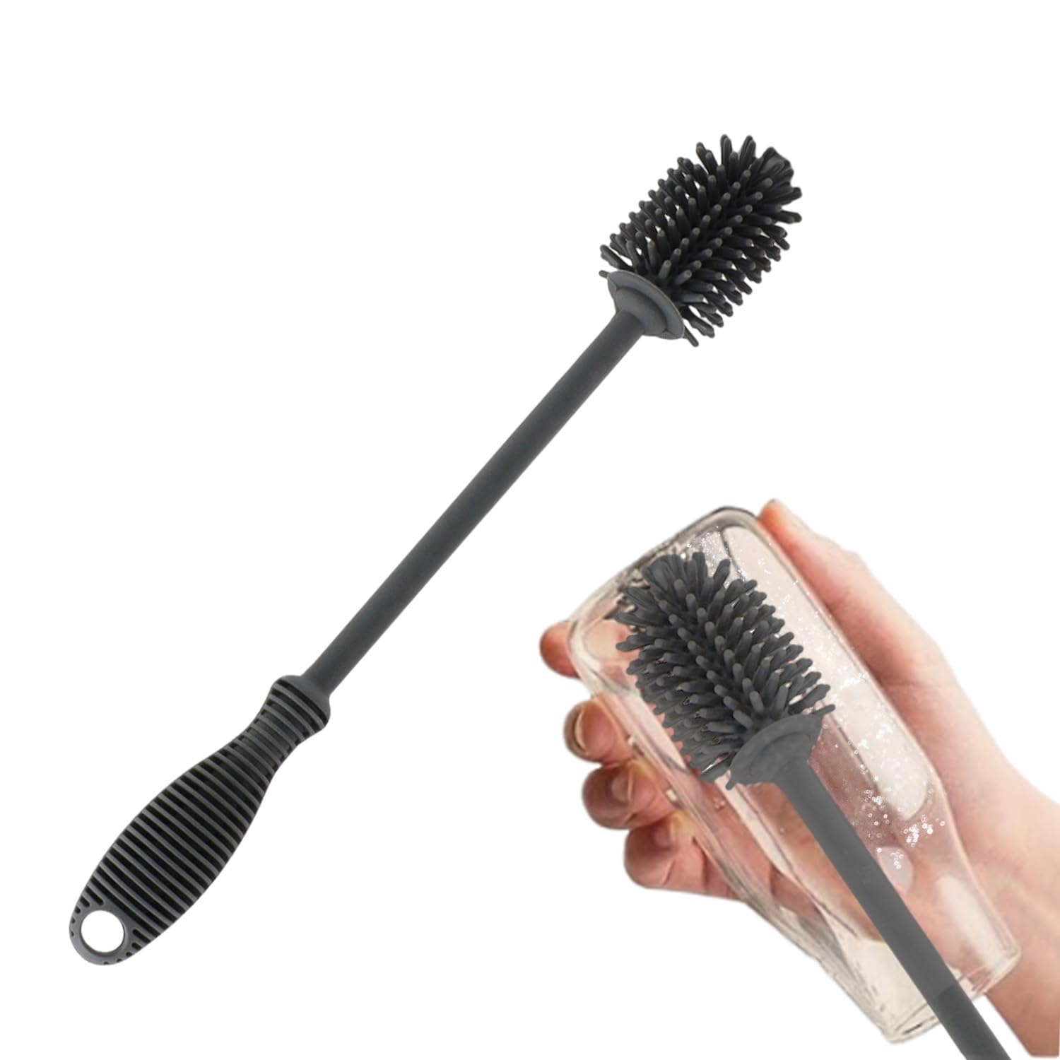 39cm Silicone Cleaning Brush with Long Handle, Soft Baby Bottle Brush, Long Bottle Brush, Water Bottle Cleaner Brush for Vase Glassware and Narrow Neck Containers