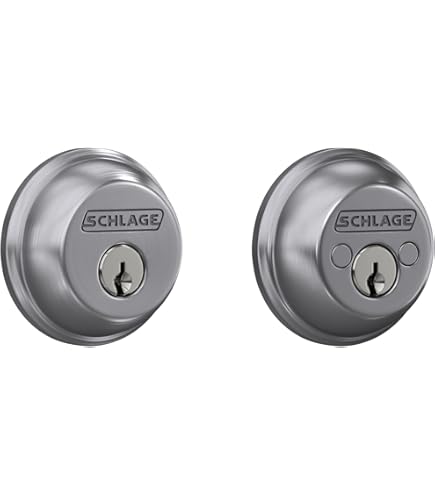 SCHLAGE B62N619 Deadbolt, Keyed 2 Sides, Satin Nickel - Door Dead