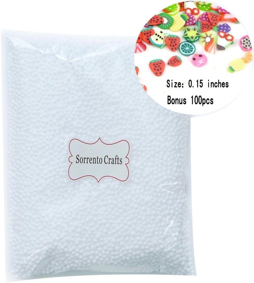 2-4mm(0.08-0.15 Inch) Mini Styrofoam Foam Balls Decorative Slime Ball with Fruit Slice 1pack(Approx 8000pcs) (White 2)