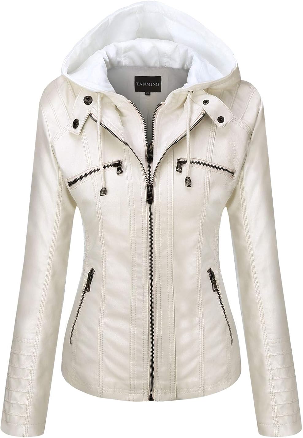 Tanming Women's Removable Hooded Faux Leather Jackets at  Women's Coats Shop