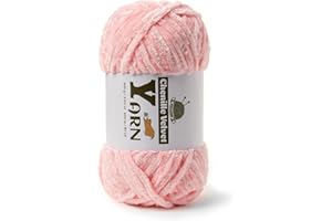 SEKAFRIS Plush Chenille Chunky Yarn - Fluffy Velvet Yarn Crochet for Blanket Knitting and Crocheting - Soft Baby Yarn for Crocheting - Amigurumi Crochet Yarn 100g (87dy) (Pink)