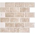 SMART TILES Peel and Stick Backsplash - Sheets of 10.95" x 9.70" - 3D Adhesive Peel and Stick Tile Backsplash for Kitchen, Bathroom, Wall Tile (Beige, Marble, Pack of 10)