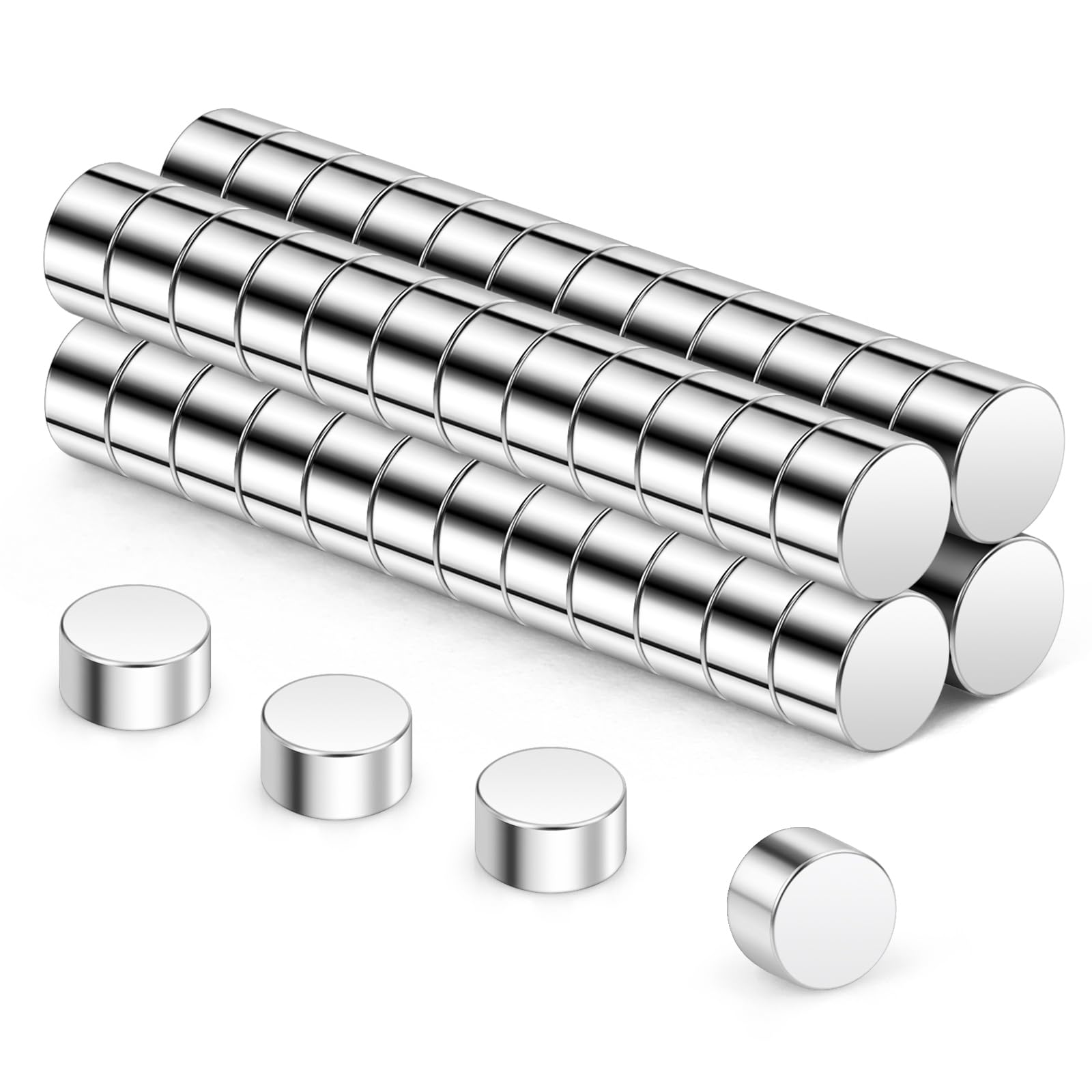 Wukong Small Round Fridge Magnets, 5x3mm | 50 Pack Magnets Tiny for Refrigerator, Office, 3D Printer, Model and DIY Project