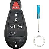 Arruweer Replacement Key Fob Case Shell for Jeep Grand Cherokee 2008-2013, Commander 2008-2010, Dodge; 6-Button, Black Plastic SUV Key Shell, Model ALUS129