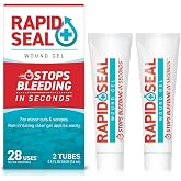 Rapid-Seal Hemostatic Wound Gel, 2 Tube, Stops Bleeding in Seconds | Ideal for Minor Cuts, Scrapes &amp; Razor Nicks. Perfect for Emergency First Aid Kits, Supplies, &amp; Travel