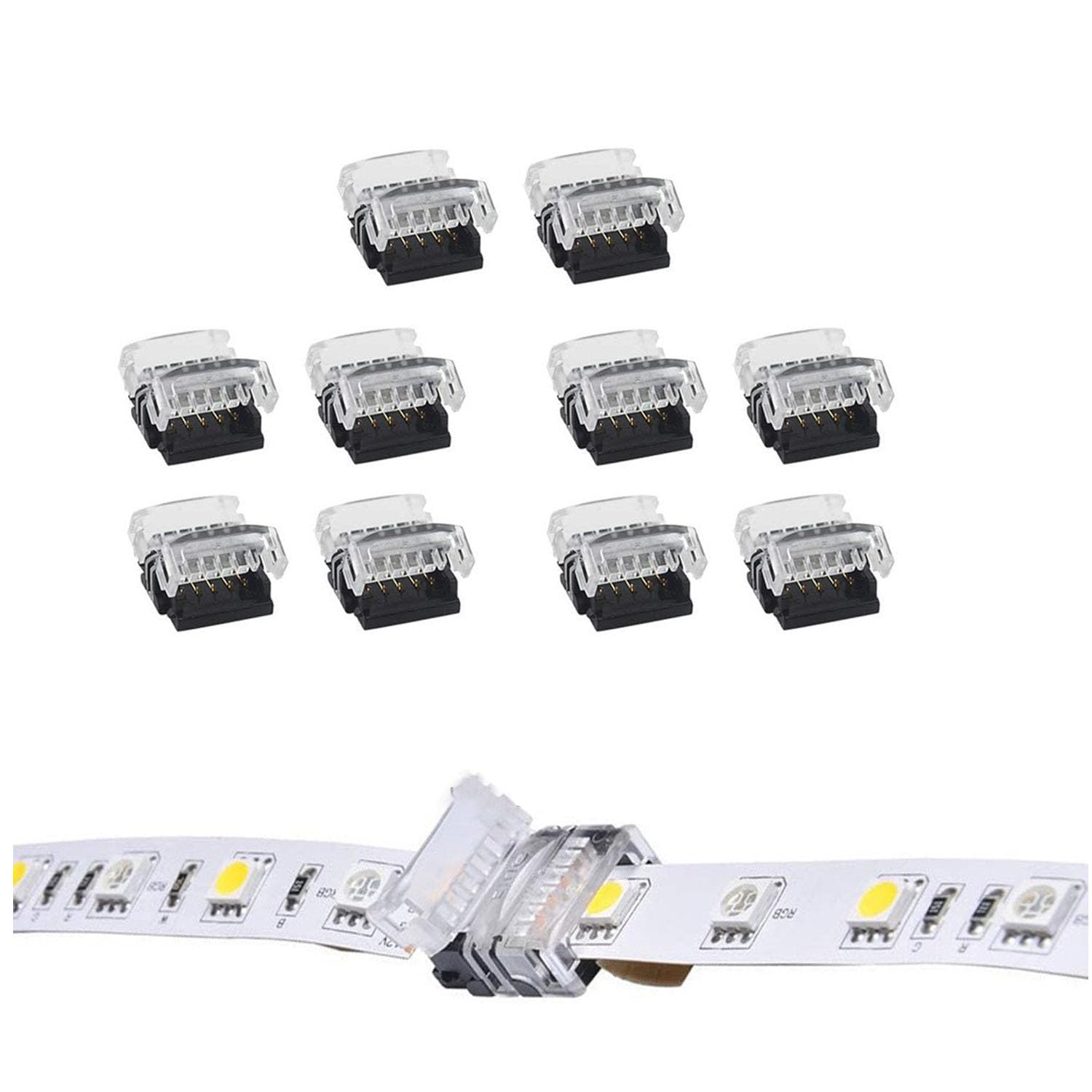 ENQIMAOYI 10pcs 6pin RGBWW LED Strip Connector LED Strip to Strip Connection Use Terminals for Indoor Non-Waterproof 12MM RGB+CCT LED Srip
