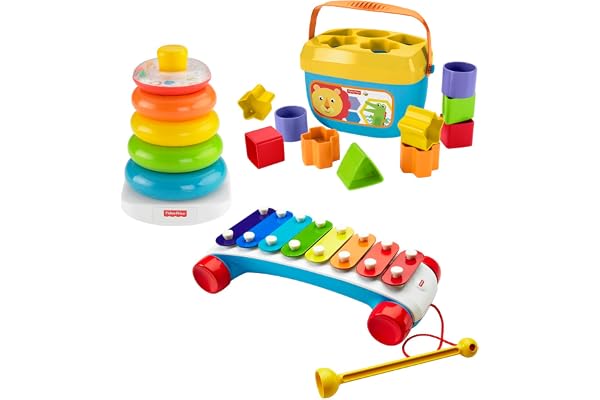 Fisher-Price Classic Infant Trio, toy set of three baby toys for stacking, sorting and musical play
