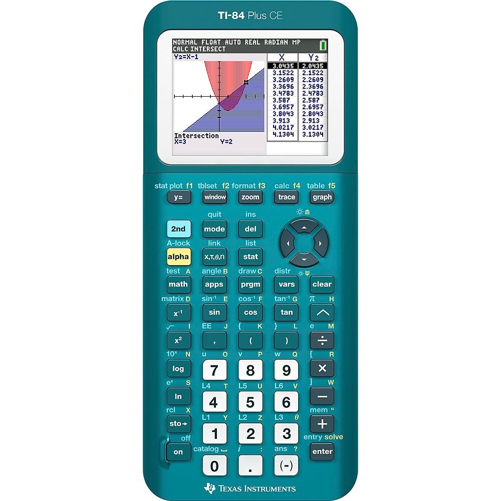 Photo 1 of Texas Instruments TI-84 Plus CE Color Graphing Calculator, Teal (Metallic)
