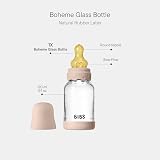 BIBS Boheme Glass Baby Bottle 120 ml Natural Rubber Teat Blush view 2