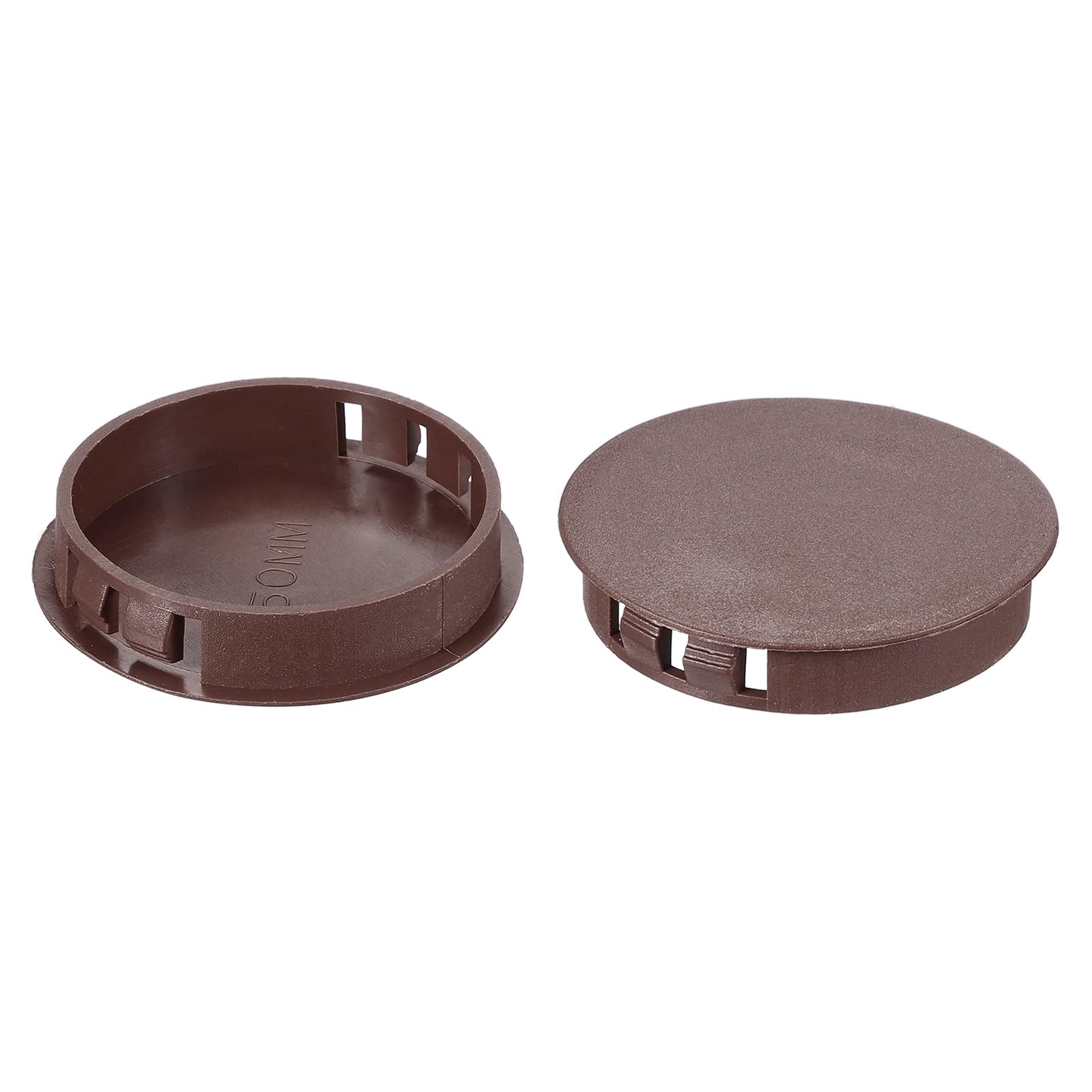 PATIKIL 2"/50mm Plastic Hole Plugs, 20Pcs Flush Type Round Hole Plugs Cover Snap in Locking Hole Tube for Table Kitchen Cabinet Furniture, Dark Brown