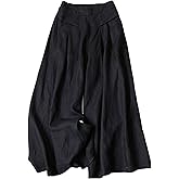 SCUSTY Linen Pants for Women Culottes Capris Wide Leg Palazzo Boho Pants Trousers