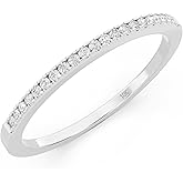 Dazzlingrock Collection Valentine's Day Gift 0.08 Ctw Womens Diamond Wedding Band, Real Natural Round White Diamond Minimalist Thin Stackable Ring for Her in 10K Solid Gold